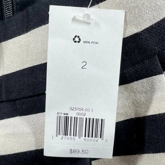 NEW Banana Republic Skirt Womens 2 Black White Stripe Pencil preppy corp - Picture 5 of 10